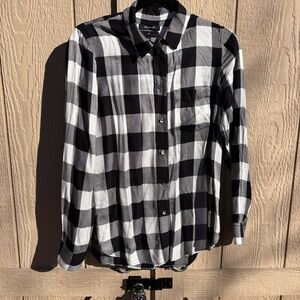 Madewell Slim Ex-Boyfriend Shirt In Black And White Buffalo Plaid